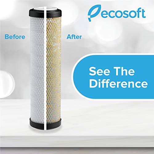 Ecosoft 3-stufiges Trinkwasser-Filtrationssystem unter der Spüle, hohe Kapazität, inkl. Sediment, 2 x CTO-Kohleblockfilter mit Küchenarmatur - 4