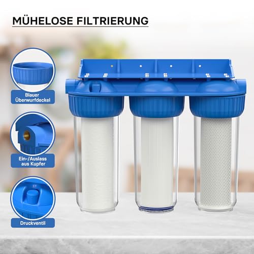 Naturewater NW-BR10B4 3Stufenfilter 26.16 mm (3/4″) Sedimentfilter Aktivkohleblock Aktivkohlegranula - 2