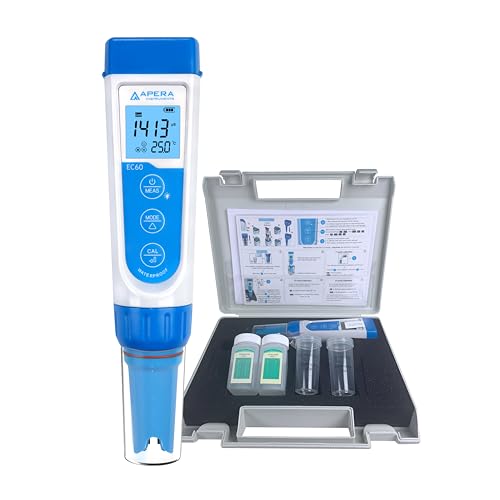 Apera Instruments EC60 Premium Leitfähigkeits-Messgerät (±1% Genauigkeit, EC/TDS/Salzgehalt Messung, austauschbare BPB-Elektrode, wasserfest, Temperaturanzeige)