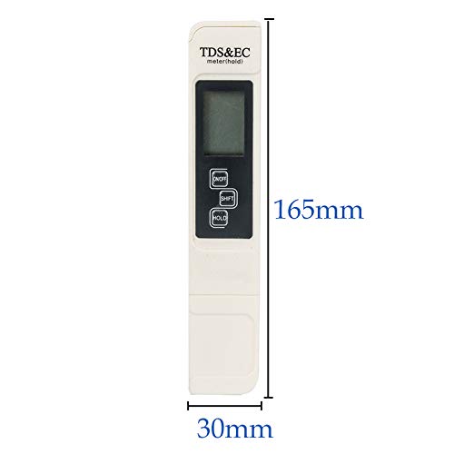 Litthing Wasserqualitätstest Meter TDS EC Temperatur 3 in 1 Wasser Tester mit LCD Display für Hydrokultur, Aquarien, Trinkwasser, Fischteich und Schwimmbad - 3