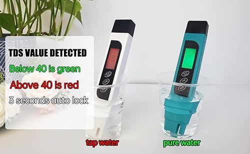 Wasserqualitätsmesser, professionelles TDS-Messgerät, digitales Wassertester mit LED-Display, Handheld 0-9990 ppm TDS Messung, Wassertester ideal für Trinkwasser, Aquarien und mehr (weiß) - 7