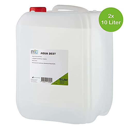 Aqua Dest Destilliertes Wasser – 2x 10 Liter Kanister, 20 Liter mikrofiltrietes Wasser - 2