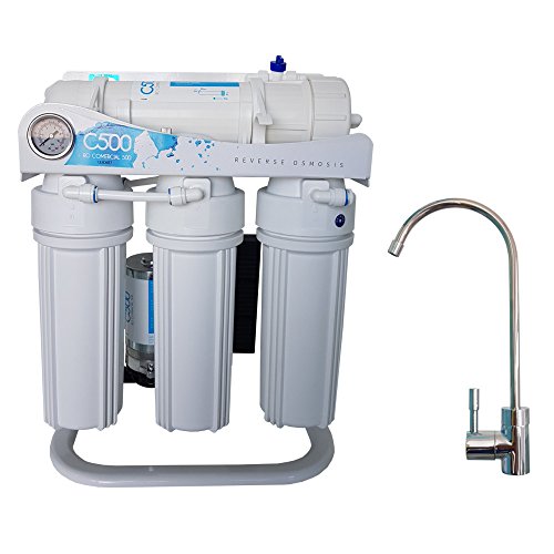 C500 Direct Flow Umkehrosmoseanlage mit Pumpe und 600 GPD Membrane (95 Liter pro Stunde) Trinkwasserfilter, Trinkwasseranlage, Membranfilter, Osmoseanlage, Wasserfilter - 2