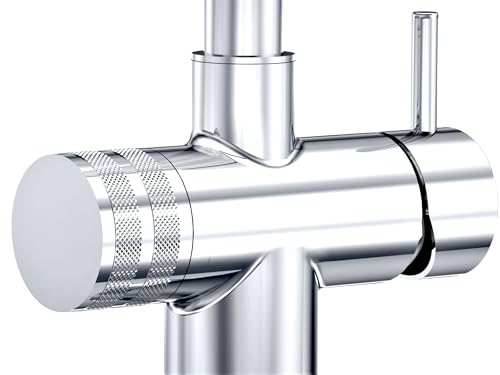 Designer Spiralfeder-Drei-Wege- LUXURY, Chrom 45 cm hoch für kaltes, heißes und gefiltertes Wasser. Ein Eyecatcher für eine niveauvolle, moderne und ästhetische Küche! Niederdruck Wasserhahn - 3