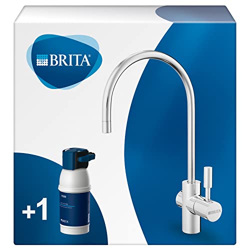 BRITA Armatur mit integriertem Wasserfilter mypure P1, Wasserhahn mit Filter zur Reduzierung von Kalk, Chlor und geschmacksstörenden Stoffen, 26.5 cm hoch, 13,7 cm tief