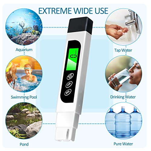 Sammiu Digitale Wasserqualität Tester, 3 in 1 TDS Meter, EC Meter und Temperatur Meter, Messbereich 0-9999ppm, Ideal Wasser Tester für Trinkwasser, Aquarien, etc. - 7