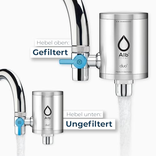 Alb Filter® Duo Active Trinkwasserfilter | Armatur Anschluss | Filtert Schadstoffe, Chlor, Blei, Pestizide, Mikroplastik | Set mit Gehäuse und Kartusche | Made in Germany Edelstahl Natur - 3