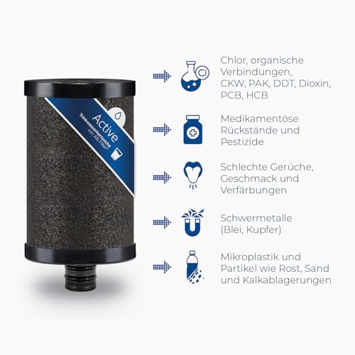 Alb Filter® Duo Active Trinkwasserfilter | Armatur Anschluss | Filtert Schadstoffe, Chlor, Blei, Pestizide, Mikroplastik | Set mit Gehäuse und Kartusche | Made in Germany Edelstahl Natur - 4