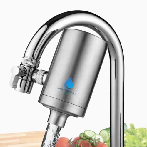 HAHN Technology Wasserhahn Aktivkohle Wasserfilter aus Edelstahl - für einen gesünderen Lebensstil und die Reduzierung des Plastikmülls - Kompatibel mit fast jedem Wasserhahn und einfach zu montieren
