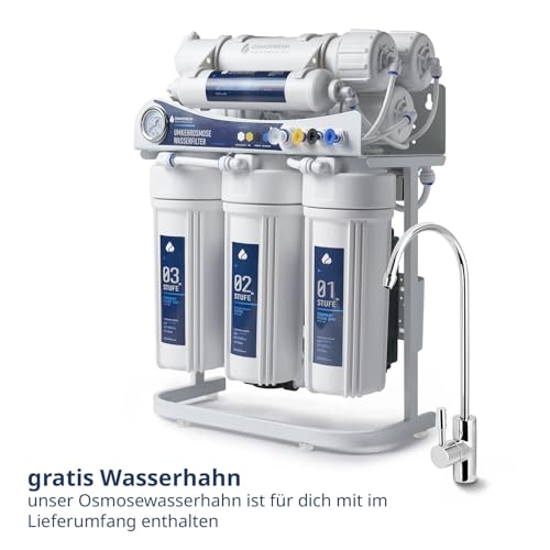 OsmoFresh Osmoseanlage Proline X3 | 750 GPD | 1,8 l/min | 115 l/h | Premium Osmosehahn GRATIS | vom Premium Hersteller - 5