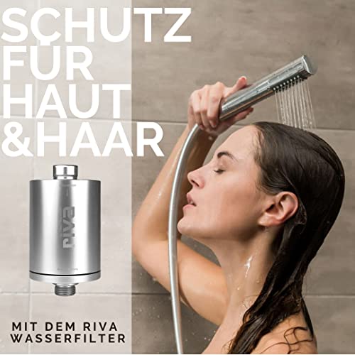 riva Filter | Duschfilter-Set STANDARD | WASSERFILTER – schützt Haut und Haare vor Chlor und Schadstoffen | Reduziert Kalk-Belag | Einfache Montage | Silber - 3