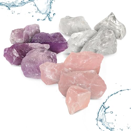 Wassersteine-Set: Rosenquarz, Amethyst, Bergkristall