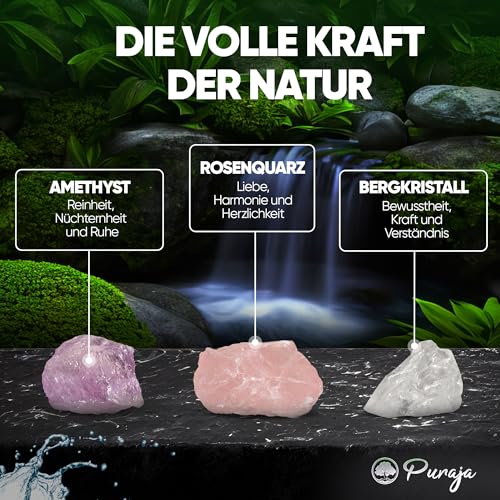 Wassersteine-Set: Rosenquarz, Amethyst, Bergkristall - 5